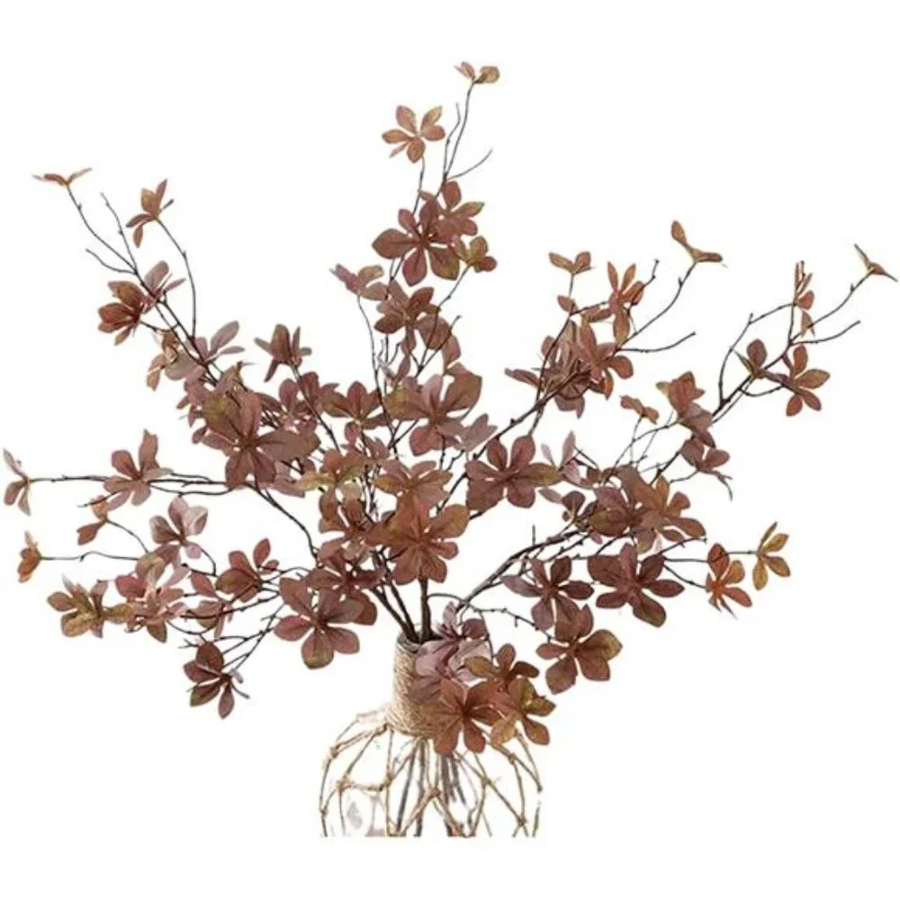 3pcs Artificial‎ Eucalyptus Leaves - Silk Greenery for Home Fall Decor, Brown